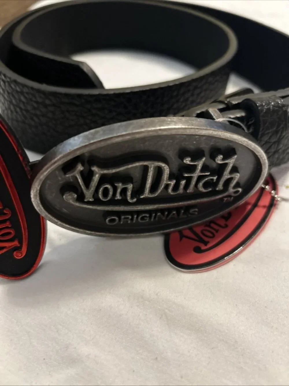 Von Dutch Originals Men's Black Belt Size 32 Adjustable Buckle Blk Silve